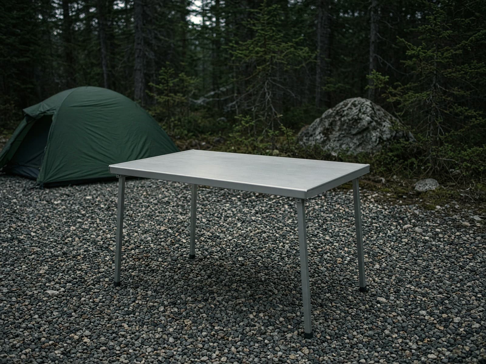 A roll-top camp table at a car campsite
