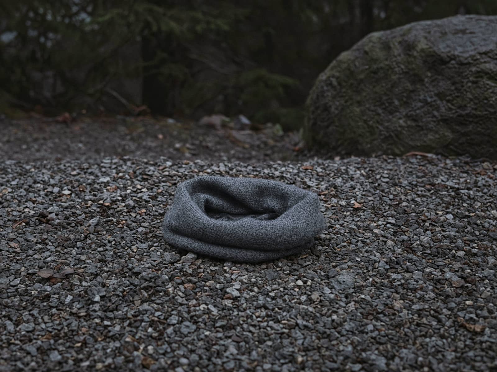 A merino neck gaiter at a car campsite